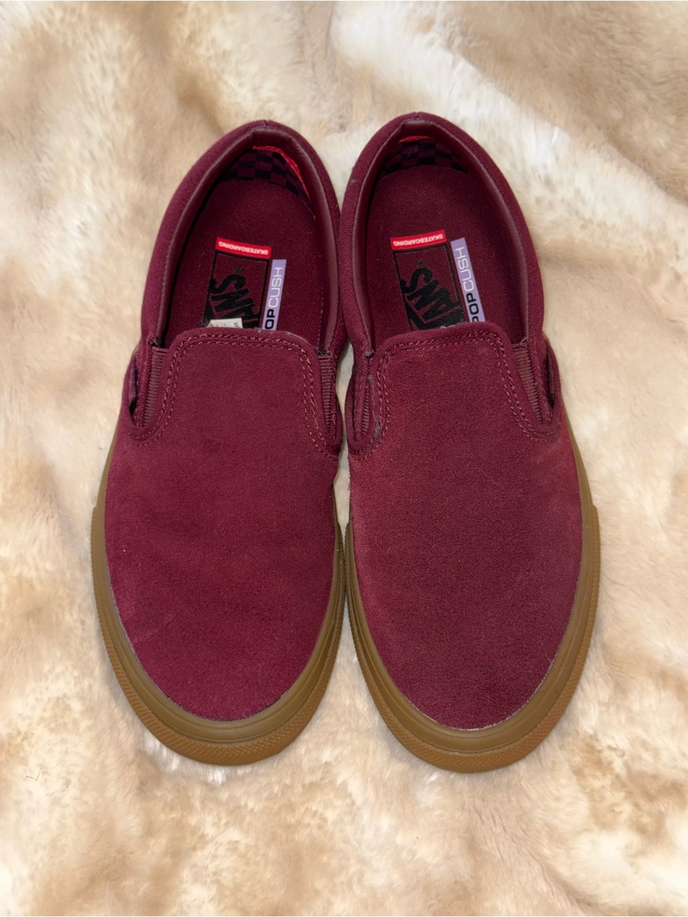 Vans PopCush Suede Sneakers in Burgundy with Gum Sole